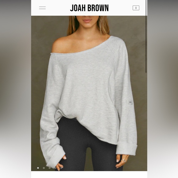 Joah Brown Gray Off-the-Shoulder Sweater - Picture 1 of 4